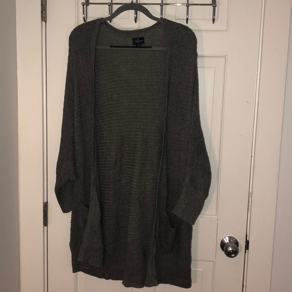 Open knit cardigan sweater